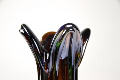  Murano Glass Sommerso 20th Century Murano Glass Vase with Iridiscent Chrome Effect IT circa 1970