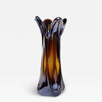  Murano Glass Sommerso 20th Century Murano Glass Vase with Iridiscent Chrome Effect IT circa 1970