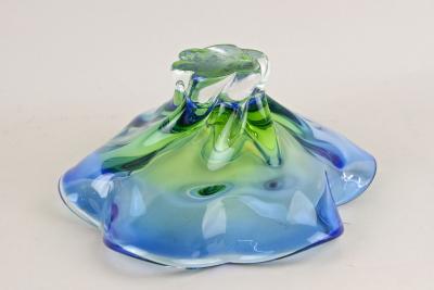  Murano Glass Sommerso 20th Century Murano Sommerso Glass Bowl Blue Green Tones Italy ca 1960