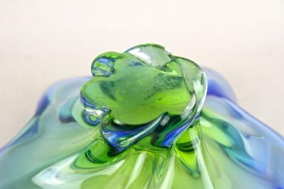  Murano Glass Sommerso 20th Century Murano Sommerso Glass Bowl Blue Green Tones Italy ca 1960