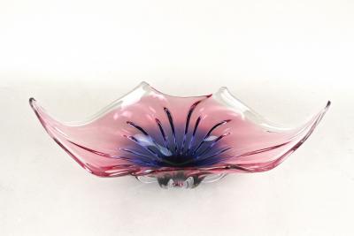  Murano Glass Sommerso 20th Century Murano Sommerso Glass Bowl Pink Purple Blue Italy ca 1960 70