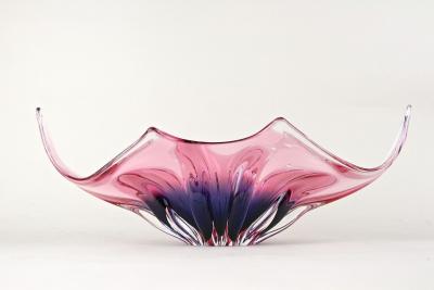  Murano Glass Sommerso 20th Century Murano Sommerso Glass Bowl Pink Purple Blue Italy ca 1960 70