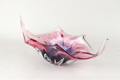  Murano Glass Sommerso 20th Century Murano Sommerso Glass Bowl Pink Purple Blue Italy ca 1960 70
