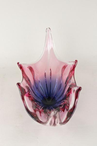  Murano Glass Sommerso 20th Century Murano Sommerso Glass Bowl Pink Purple Blue Italy ca 1960 70