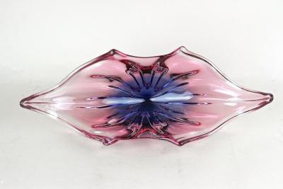  Murano Glass Sommerso 20th Century Murano Sommerso Glass Bowl Pink Purple Blue Italy ca 1960 70