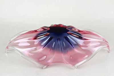  Murano Glass Sommerso 20th Century Murano Sommerso Glass Bowl Pink Purple Blue Italy ca 1960 70