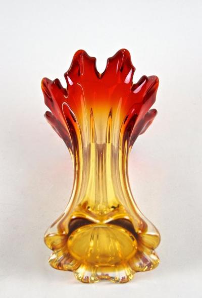  Murano Glass Sommerso 20th Century Red Amber Murano Sommerso Glass Vase Mid Century IT ca 1960
