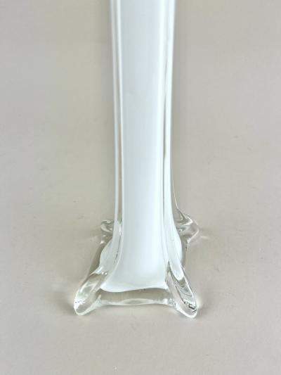  Murano Glass Sommerso 20th Century White Clear Murano Glass Long Neck Vase Italy ca 1960