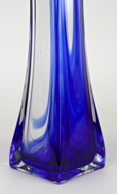  Murano Glass Sommerso Blue Clear Murano Glass Vase Late Mid Century Italy ca 1960 70