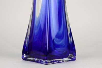  Murano Glass Sommerso Blue Clear Murano Glass Vase Late Mid Century Italy ca 1960 70