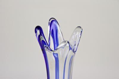  Murano Glass Sommerso Blue Clear Murano Glass Vase Late Mid Century Italy ca 1960 70