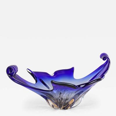  Murano Glass Sommerso Blue Murano Glass Bowl Mid Century Modern Italy circa 1960 70