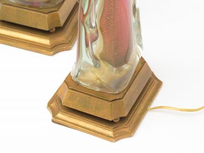  Murano Glass Sommerso Large pair of vintage Italian Murano Sommerso Glass lamps