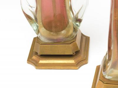  Murano Glass Sommerso Large pair of vintage Italian Murano Sommerso Glass lamps