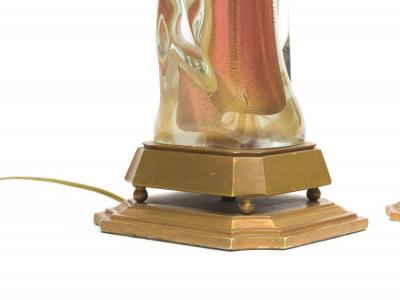  Murano Glass Sommerso Large pair of vintage Italian Murano Sommerso Glass lamps