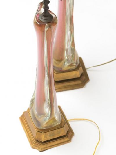 Murano Glass Sommerso Large pair of vintage Italian Murano Sommerso Glass lamps