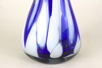  Murano Glass Sommerso Mid Century Dark Blue White Murano Glass Vase Italy ca 1970