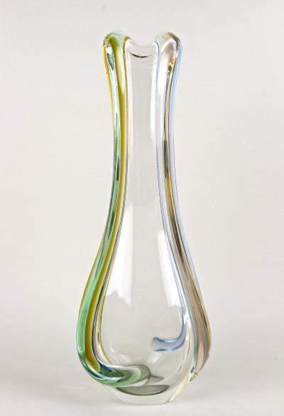  Murano Glass Sommerso Mid Century Modern Murano Glass Vase by Sommerso Murano Italy circa 1960