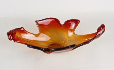  Murano Glass Sommerso Mid Century Murano Glass Bowl Amber Orange Red Tones Italy circa 1960