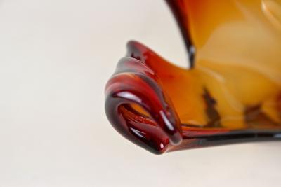  Murano Glass Sommerso Mid Century Murano Glass Bowl Amber Orange Red Tones Italy circa 1960