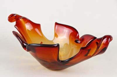  Murano Glass Sommerso Mid Century Murano Glass Bowl Amber Orange Red Tones Italy circa 1960