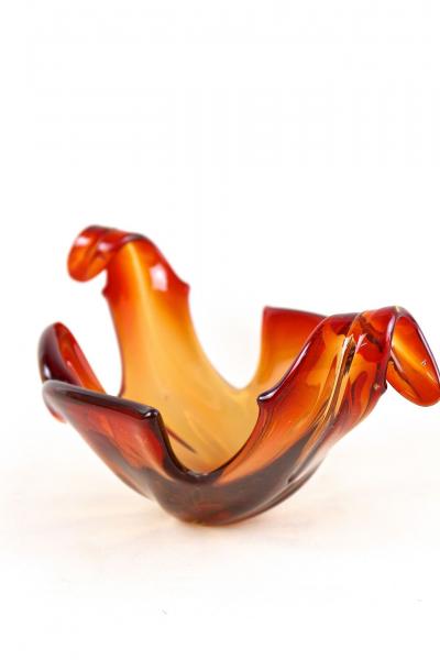  Murano Glass Sommerso Mid Century Murano Sommerso Glass Bowl Red Orange Tones Italy ca 1960