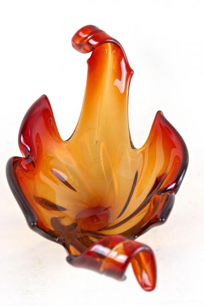  Murano Glass Sommerso Mid Century Murano Sommerso Glass Bowl Red Orange Tones Italy ca 1960