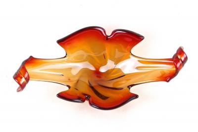  Murano Glass Sommerso Mid Century Murano Sommerso Glass Bowl Red Orange Tones Italy ca 1960