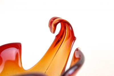  Murano Glass Sommerso Mid Century Murano Sommerso Glass Bowl Red Orange Tones Italy ca 1960