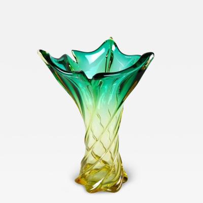  Murano Glass Sommerso Mid Century Murano Sommerso Glass Vase Italy circa 1960