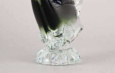  Murano Glass Sommerso Murano Glass Fish Sculpture Olive Green Clear Glass Italy circa 1970