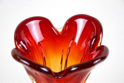  Murano Glass Sommerso Murano Glass Vase Mid Century Red Orange Italy circa 1960 70