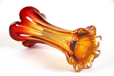  Murano Glass Sommerso Murano Glass Vase Mid Century Red Orange Italy circa 1960 70