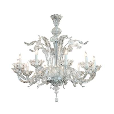  Murano Impressively Large Murano Blown Clear Glass Chandelier