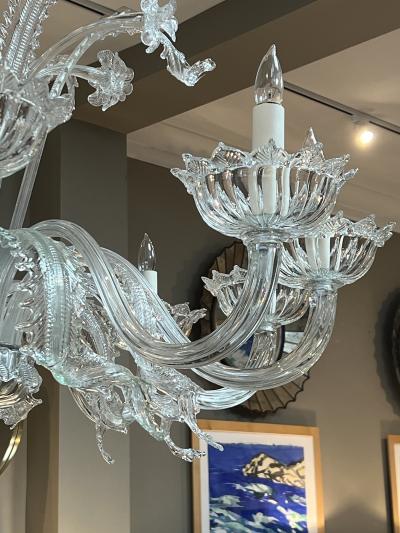  Murano Impressively Large Murano Blown Clear Glass Chandelier