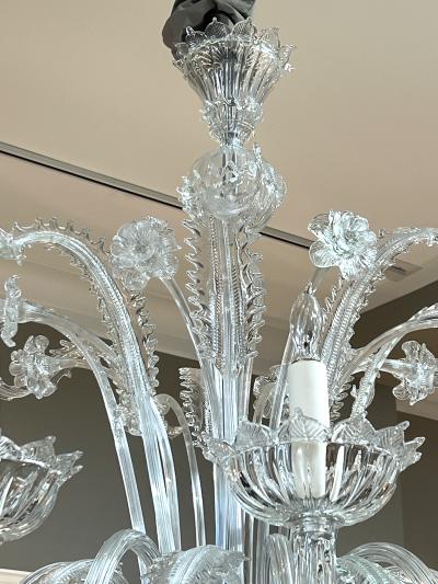  Murano Impressively Large Murano Blown Clear Glass Chandelier