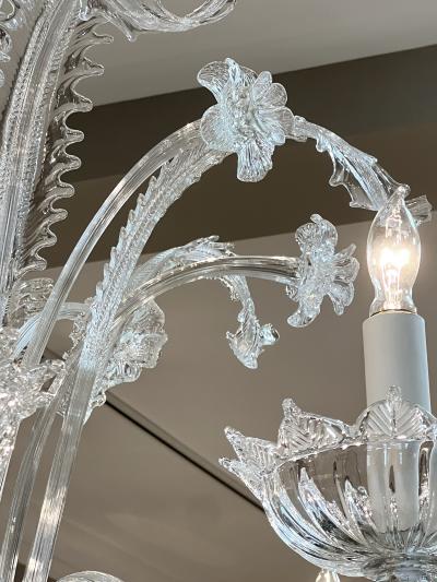  Murano Impressively Large Murano Blown Clear Glass Chandelier