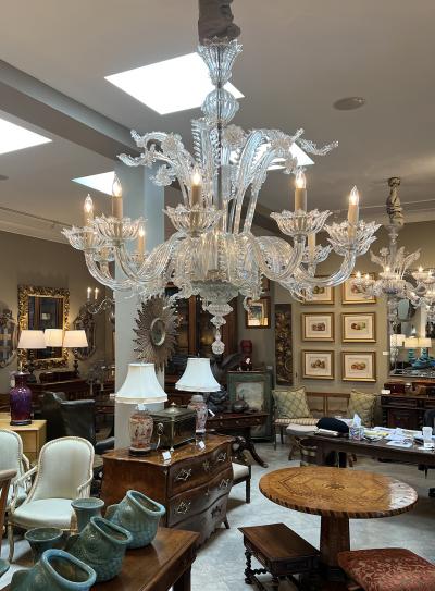  Murano Impressively Large Murano Blown Clear Glass Chandelier