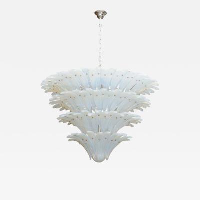  Murano Italian Mid Century Style Opalescent Murano Glass 4 Tier Chandelier