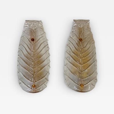  Murano Large Murano Banana Leaf Sconces A Pair 1950s