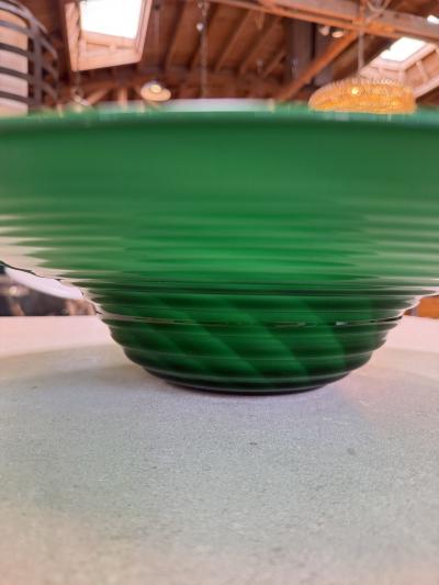  Murano Large Murano Emerald Green Art Glass Centerpiece Bowl