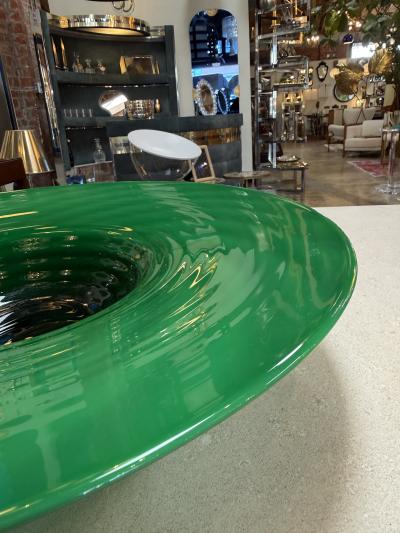  Murano Large Murano Emerald Green Art Glass Centerpiece Bowl
