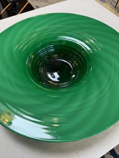  Murano Large Murano Emerald Green Art Glass Centerpiece Bowl