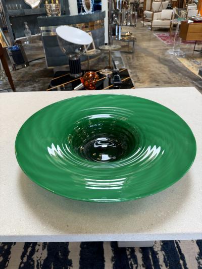 Murano Large Murano Emerald Green Art Glass Centerpiece Bowl