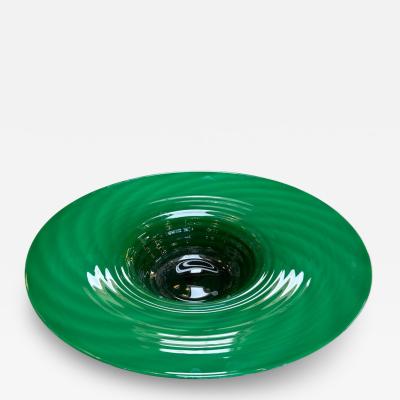  Murano Large Murano Emerald Green Art Glass Centerpiece Bowl