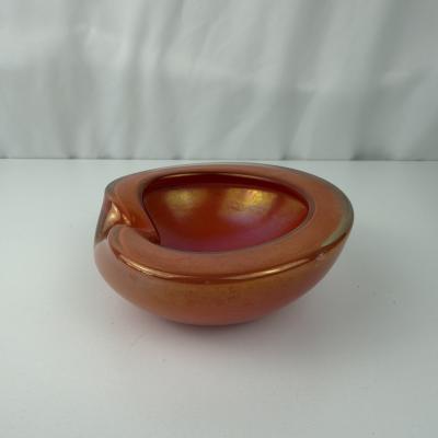  Murano Luxury Glass MGL Barbini Iridescent Orange Murano Glass Dish