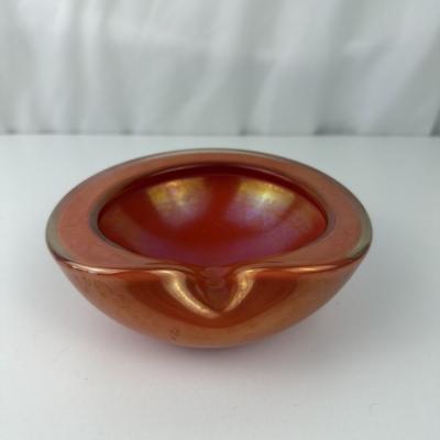  Murano Luxury Glass MGL Barbini Iridescent Orange Murano Glass Dish
