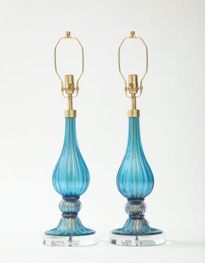  Murano Luxury Glass MGL French Blue Murano Glass Lamps
