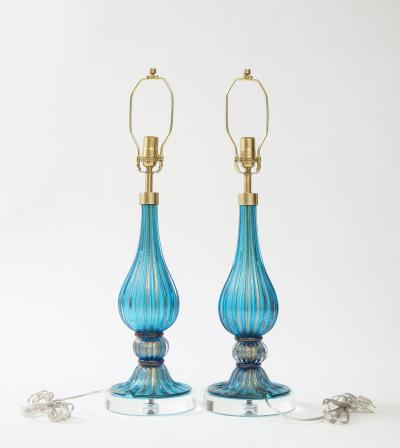  Murano Luxury Glass MGL French Blue Murano Glass Lamps