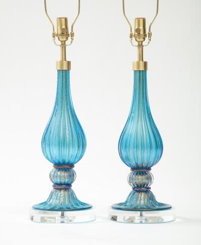  Murano Luxury Glass MGL French Blue Murano Glass Lamps